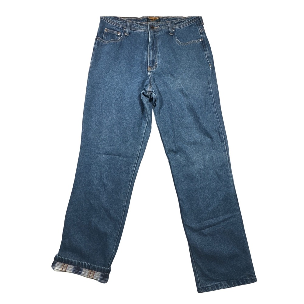Vintage Sandy River Jeans Womens 10T Blue Flannel Lined Cotton Straight Leg VTG